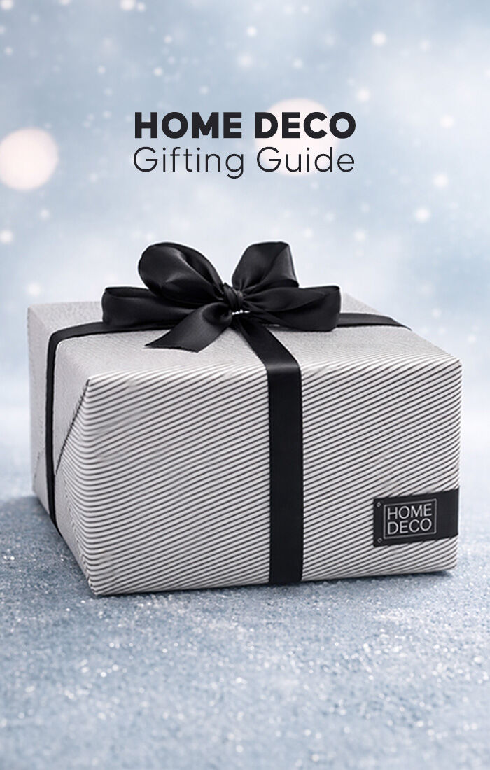 Wrapped gift box styled for a home decor gifting guide.