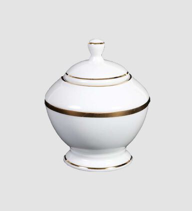 Gold-rimmed Porcelain Sugar Box
