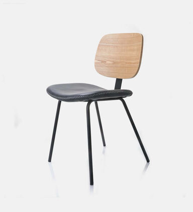 Leather Wood Back Waldo Chair