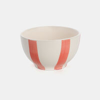 Siaki Stoneware Handpainted Stripes Bowl, Orange, Packshot View