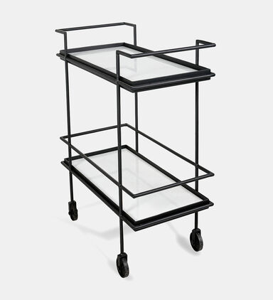 Home Deco and More Jitsu Wheeled Iron Marble Bar Trolley, Packshot View