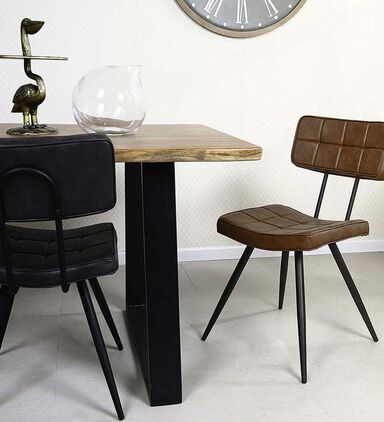 Home Deco and More Leather Square-shaped Mappy Chair, Dark-brown, 59x48x83-cm, Packshot View