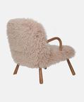 Fur Round Wood Armrests Armchair