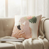 Home Deco and More Flamingo Applique Cotton Cushion, Packshot View