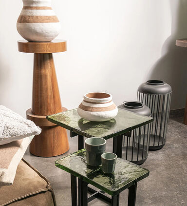 Home Deco and More Delta Glass Side Table 2-piece Set, Packshot View