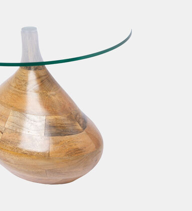 Home Deco and More Tally Wooden Glass Side Table, Natural, Packshot View