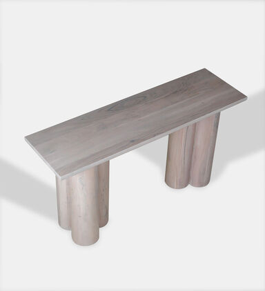Home Deco and More Acacia Wood Spherical Legs Console, Packshot View