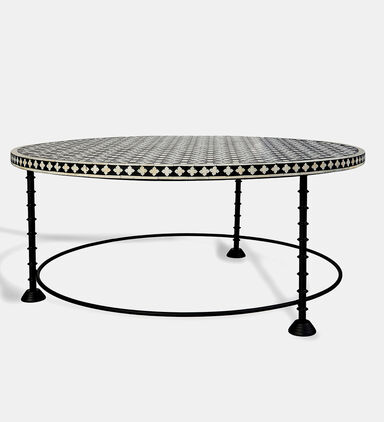 Home Deco and More Chess Round Iron Coffee Table, Packshot View