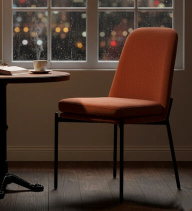 Home Deco and More Sky Plywood Steel Dining Chair, Brick, Packshot View