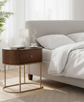 Home Deco and More Alexa 1-drawer Oval Bedside Table, Packshot View