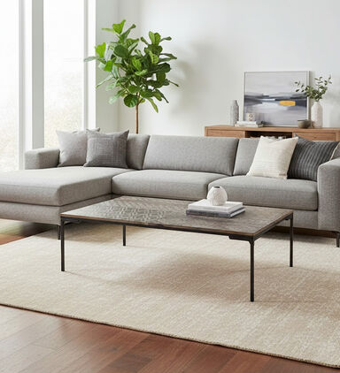 Home Deco and More Manda Wooden Coffee Iron-leg Table, Natural, 135x70x40-cm, Packshot View