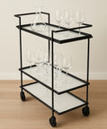 Home Deco and More Jitsu Wheeled Iron Marble Bar Trolley, Packshot View