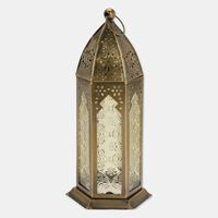 Home Deco and More Glass-panel Cylindrical-shape Lantern, Yellow, Packshot View