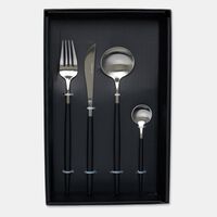 Home Deco and More Stainless Steel 18/10 Matt-finish 24-piece Cutlery Set, Black, Packshot View