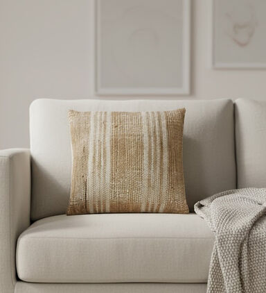 Home and Styling Stromp Jute Filled And Vaccumed Cushion, Beige, Packshot View