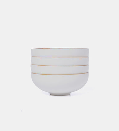 Home Deco and More Leaf Print Round Porcelain Bowl 4-piece Set - 15.8x6 Cm, Packshot View