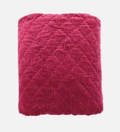 Home Deco and More Velvet Embroidered Bed Cover, Burgundy, 180x240-cm, Packshot View