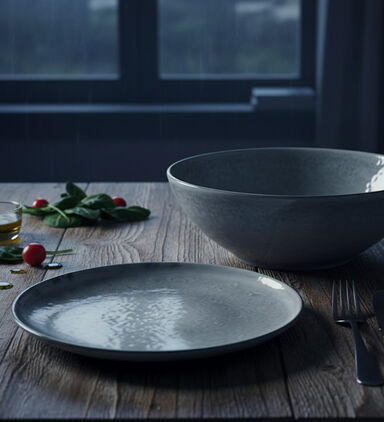 Home Deco and More Ceramic Trimmedmed Dinner Plate, Packshot View