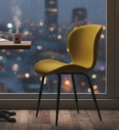 Home Deco and More Tong Dining Chair, Mustard, Packshot View