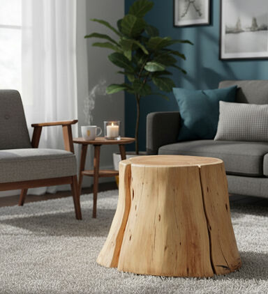 Home Deco and More Tefon Acacia Wood Side Table, Packshot View