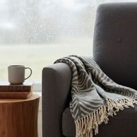 H and S Collection Cotton Woven Plaid Throw, Beige, Packshot View