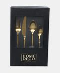 Home Deco and More Stainless Steel 18/0 Shiny-finish 24-piece Cutlery Set, Gold, Packshot View