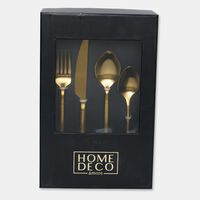 Home Deco and More Stainless Steel 18/0 Shiny-finish 24-piece Cutlery Set, Gold, Packshot View