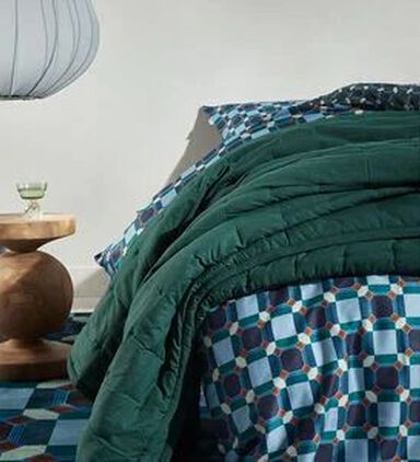 Essenza Teades Cotton Satin Duvet Cover, Blue, 200x220-cm, Packshot View