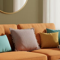 H and S Collection Cotton Zippered Slub Cushion, Brown, Packshot View