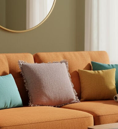 H and S Collection Cotton Zippered Slub Cushion, Brown, Packshot View