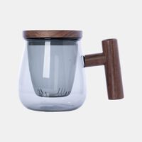 Wooden Handle Tea Mug 2-piece Set - 13.5x9x8 Cm