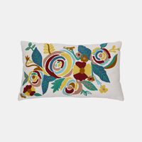 Amelia Floral Embroidered Linen Cushion 35x60 Cm