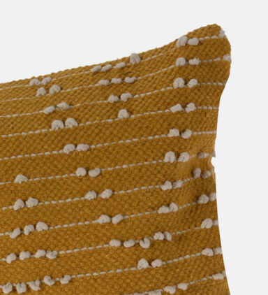 Home and Styling Cotton Embroidered Square Filled And Vaccumed Cushion, Yellow, 45x45-cm, Packshot View