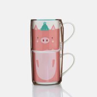 Home Deco and More Porcelain Animal Mugs 2-piece Set, Packshot View