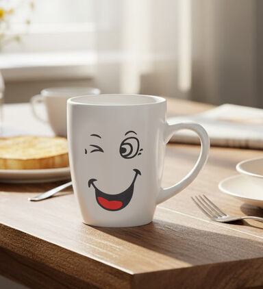 Home Deco and More Stoneware Smiling Face Mug, Packshot View