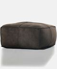 Home Deco and More Elmer Suede Leather Square Pouf, Olive, Packshot View