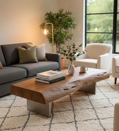 Home Deco and More Austin Acacia Wood Low Coffee Table, Packshot View