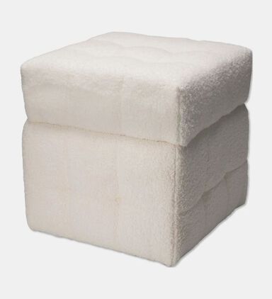 Home Deco and More Removable Lid Storage Pouf, White, Packshot View