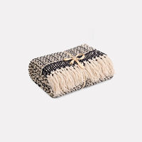 Home and Styling Melange Fringed Throw, Black, Packshot View