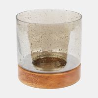 Glass Wooden Base Lantern