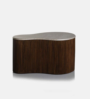 Home Deco and More Mari Travertine Top Coffee Table, Brown, 83x72x34-cm, Packshot View