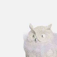 Fur Owl-shaped Ornament 12x12x18 Cm