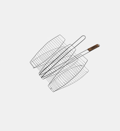 Wood Handle Triple Fish Bbq Grill