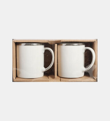 Home Deco and More Silver-rimmed Porcelain Mug, Packshot View