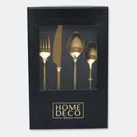 Home Deco and More Stainless Steel 18/0 Shiny-finish 24-piece Cutlery Set, Gold, Packshot View