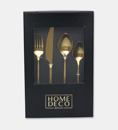 Home Deco and More Stainless Steel 18/0 Shiny-finish 24-piece Cutlery Set, Gold, Packshot View