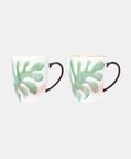 Home Deco and More Leaf Print 2-piece Porcelain Mug Set - 9 X 10.5 Cm, Packshot View