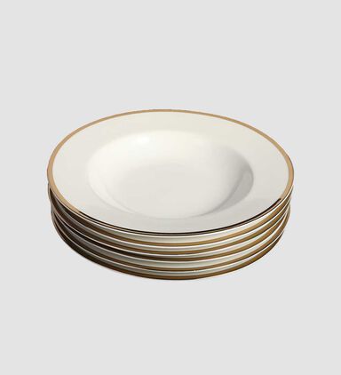 Home Deco and More Gold-rimmed Soup Plates 6-piece Set - 20 Cm, Packshot View
