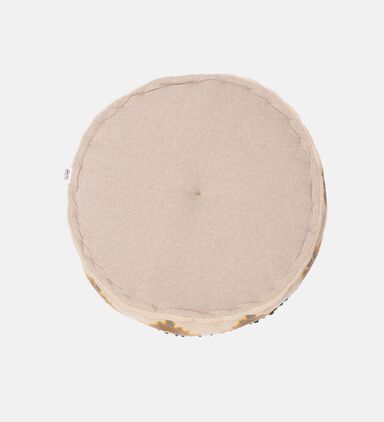 Mina Embroidered Pompom Embellished Pouf 60x20 Cm