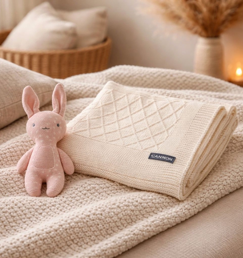 Nursery Knitted Cotton Blanket Set